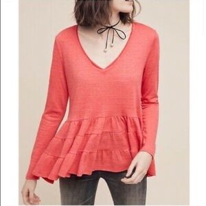 Anthropologie Deletta Tiered Long Sleeve Top S